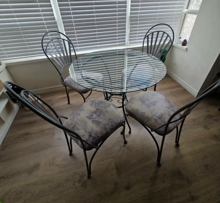 Glass Top Dining Table with 4 Chairs