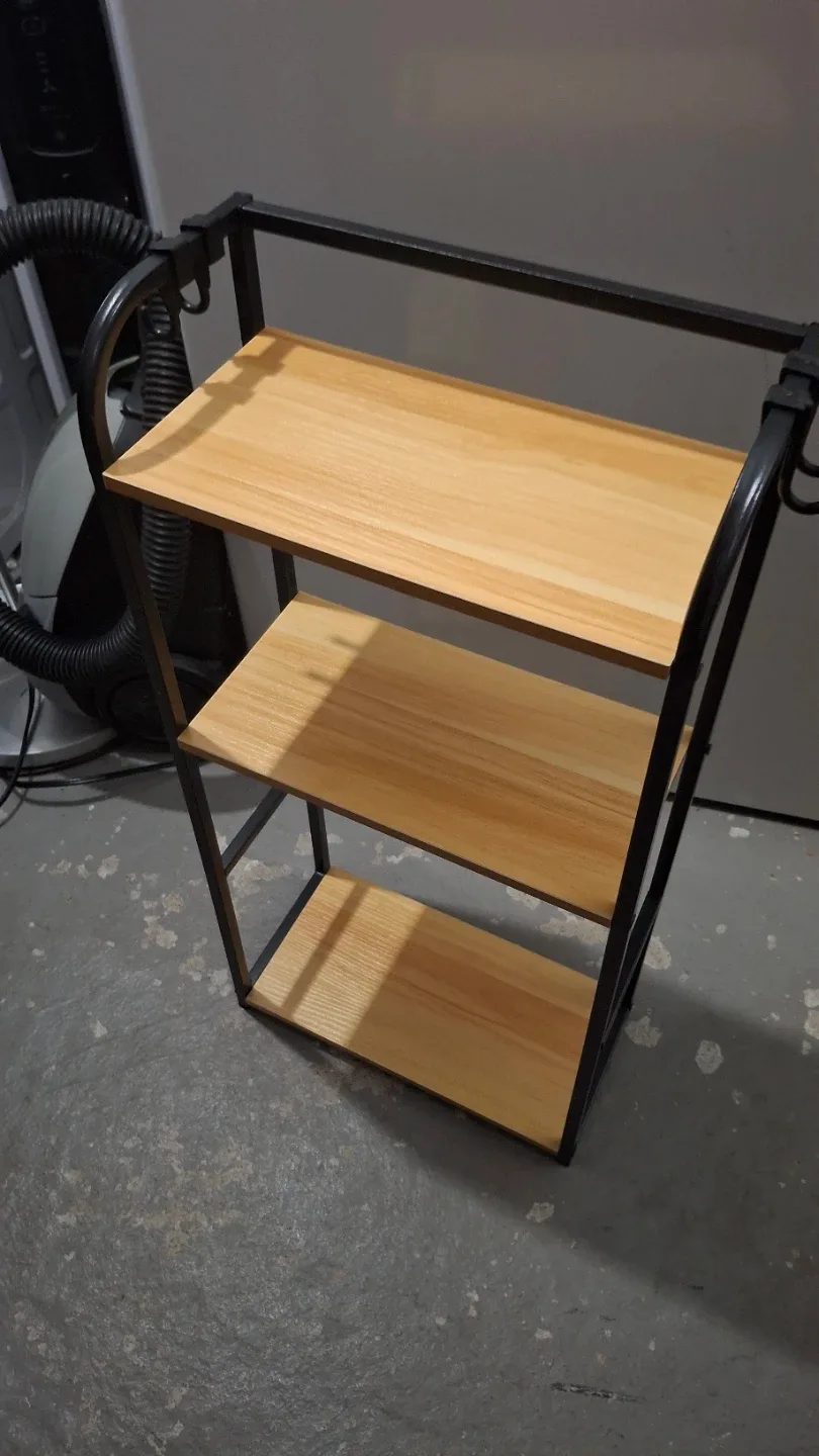 3-Tier Shelf Unit - Black Metal & Wood image indicator(5)