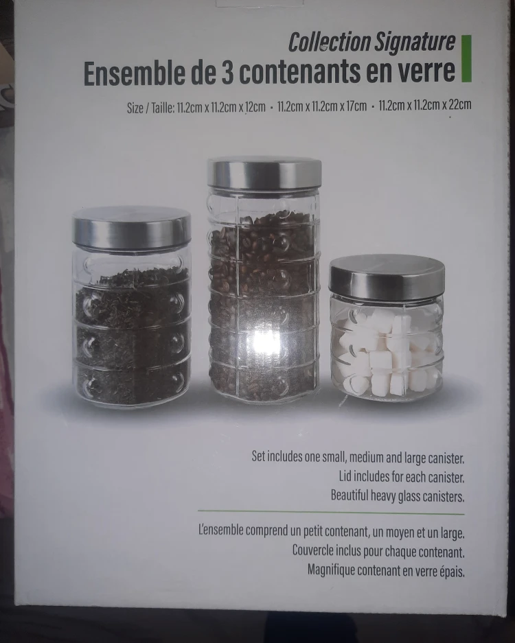 3 Piece Glass Canister Set - Brand New