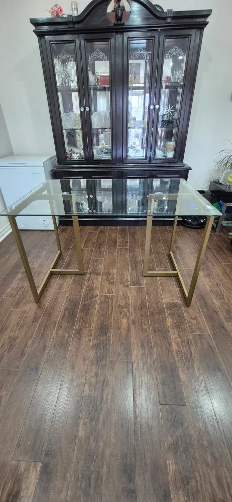 Glass Top Dining Table - Gold Frame