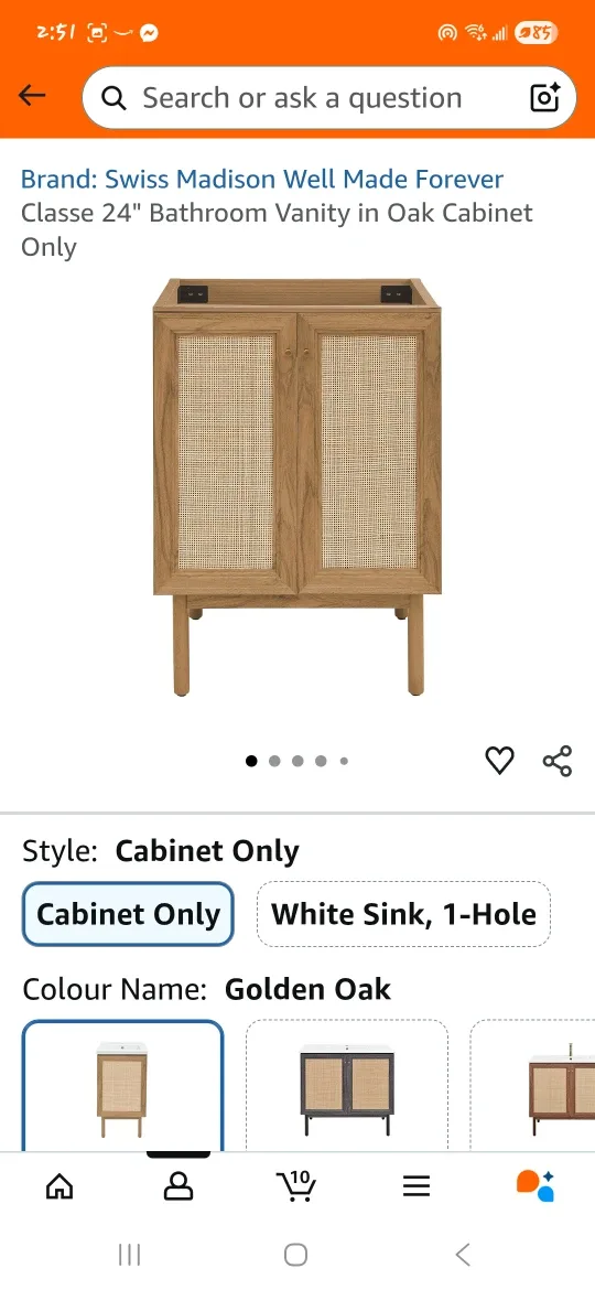 Swiss Madison 24" Oak Bathroom Vanity Cabinet Only