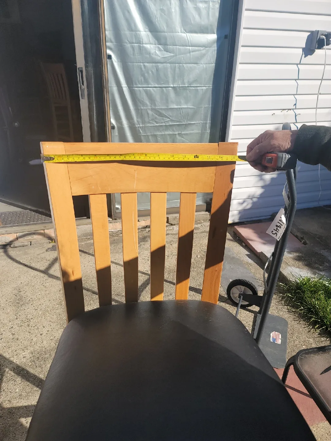 Wooden Bar Stool with Black Leather Seat - 44" Tall image indicator(6)