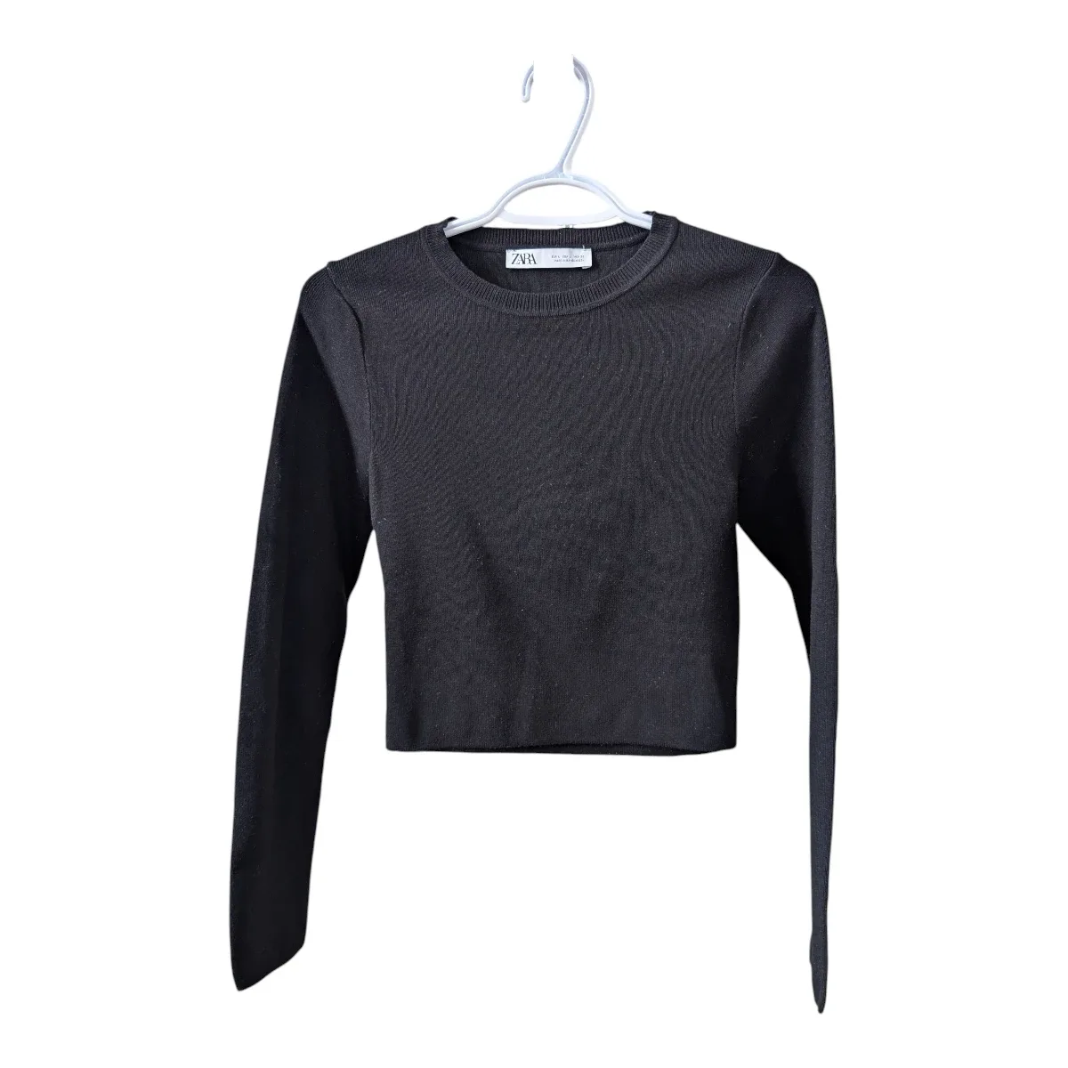 Zara Black Knitted Long Sleeve Crop Top