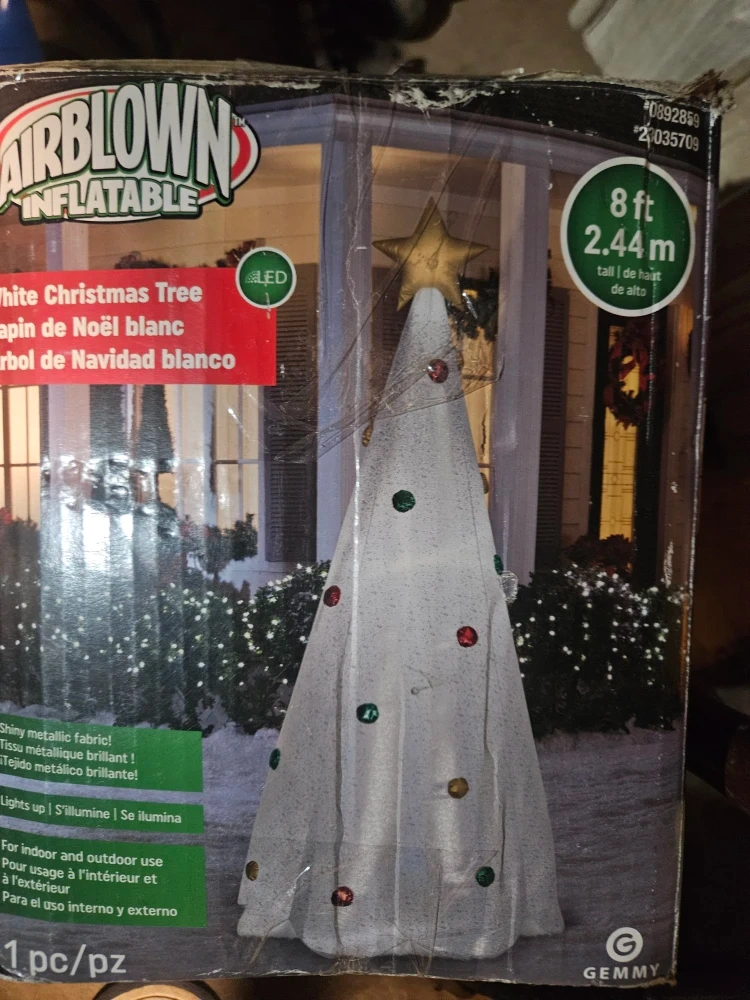 Gemmy Airblown Inflatable White Christmas Tree - 8 ft