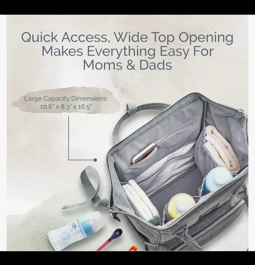 NEW Pink Color KiddyCare Diaper Bag Multi-Function Backpack image indicator(3)