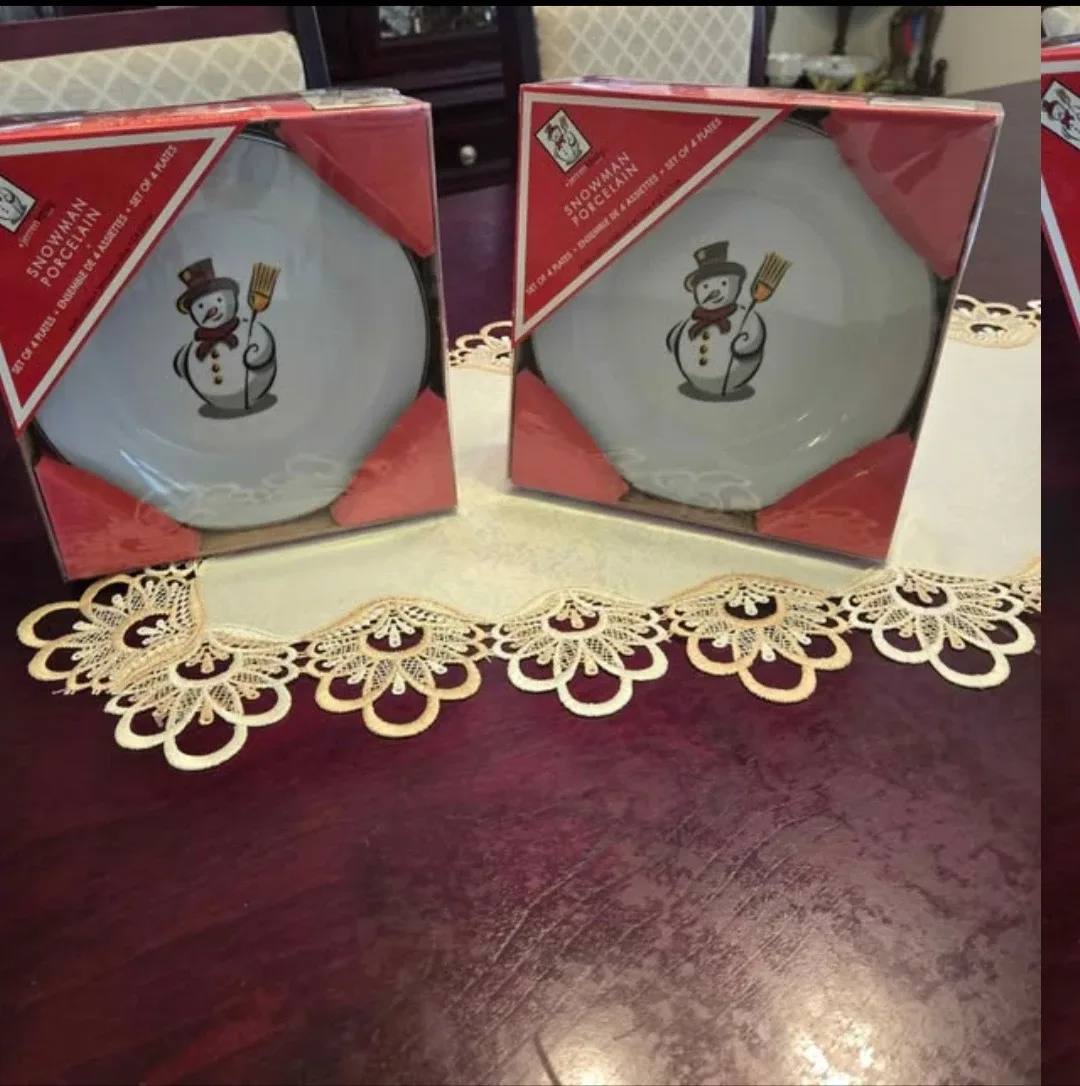 Jerrely Snowman Porcelain Plates Set of 4 image indicator(2)