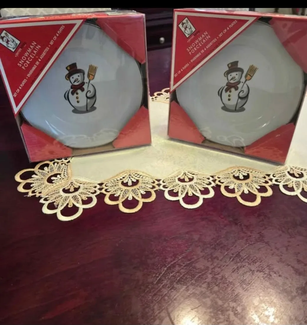 Jerrely Snowman Porcelain Plates Set of 4 image indicator(3)