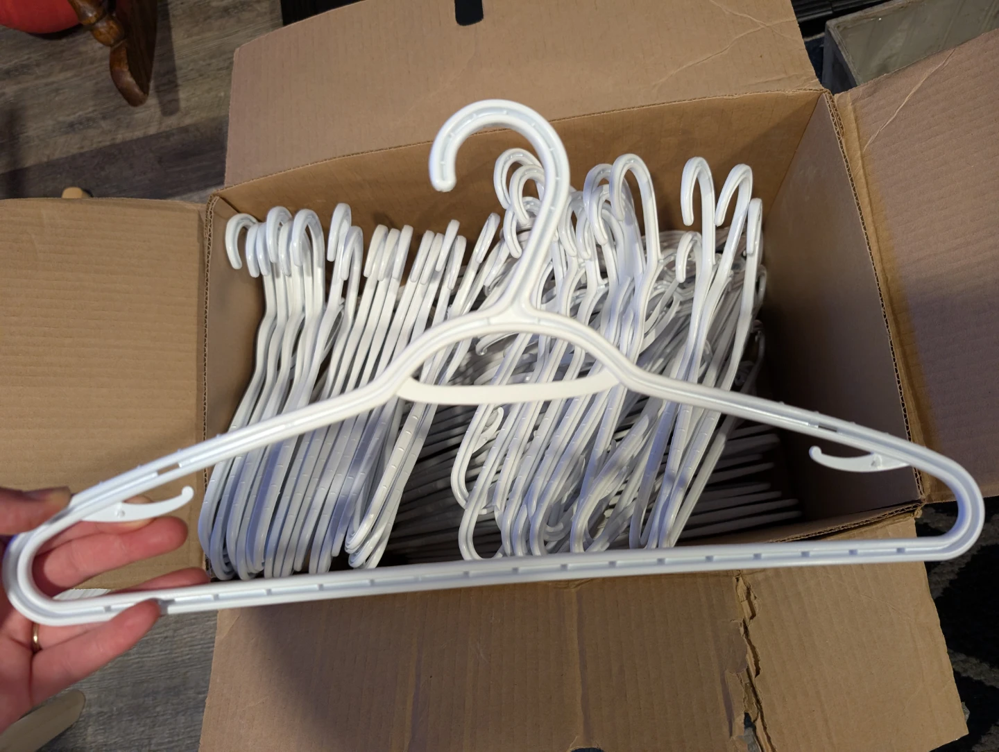 65 White Plastic Clothes Hangers - photo 2