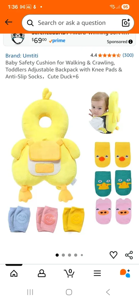 Umtiti Baby Safety Cushion Backpack with Knee Pads