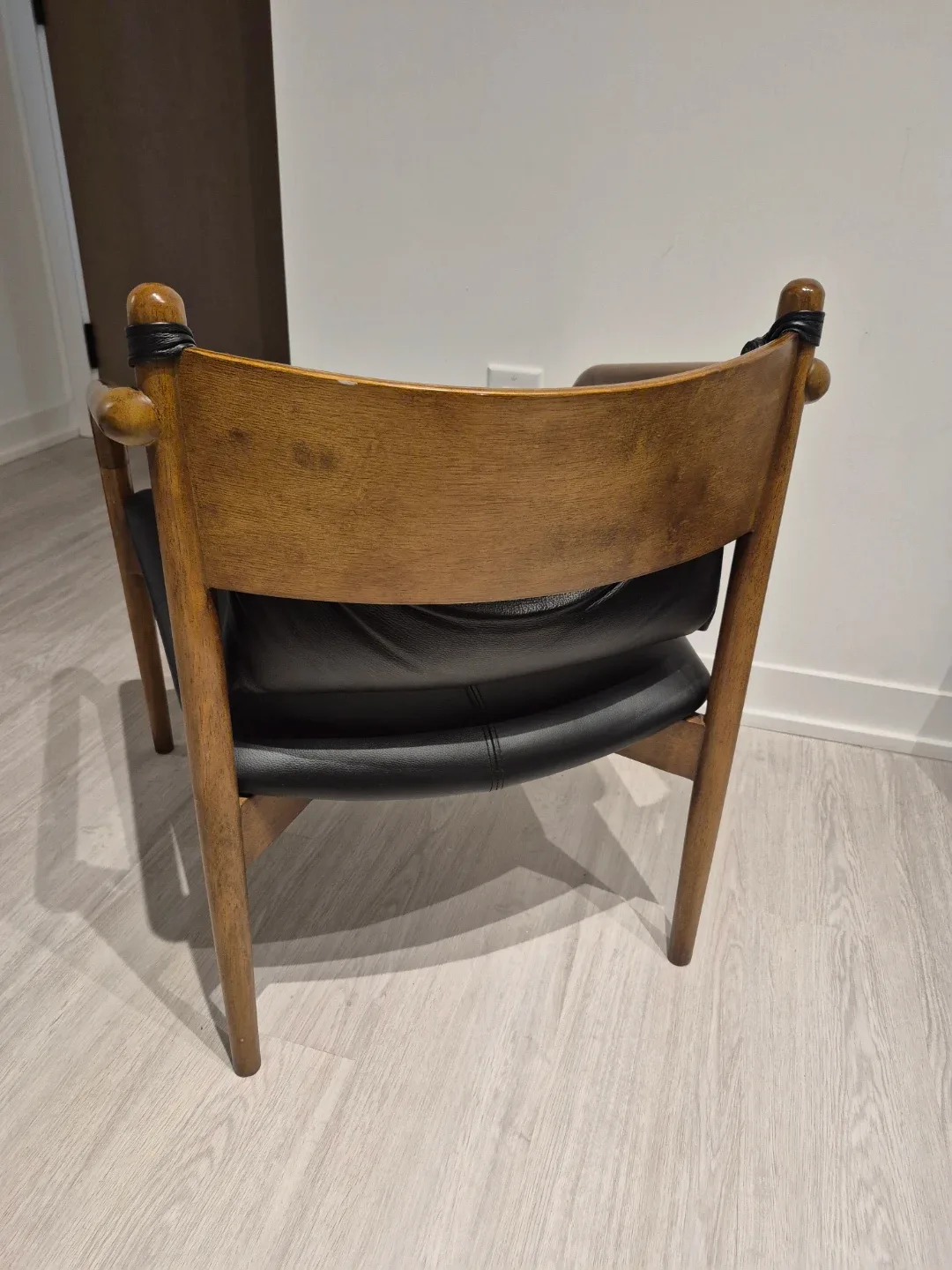 Article Black Leather and Walnut Chair