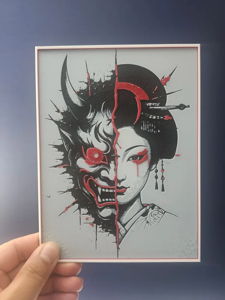 Framed 3D Art Print - Geisha & Demon image indicator(2)