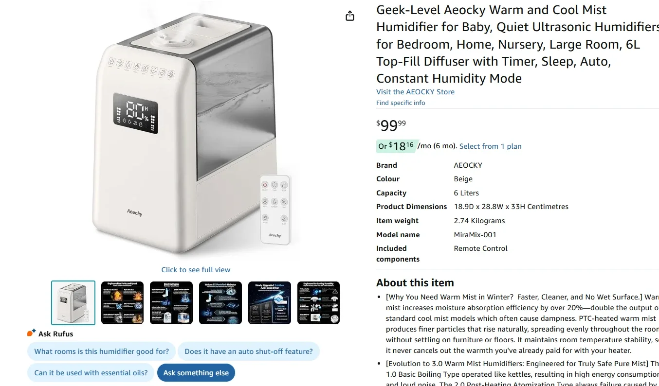 Geek-Level Warm and Cool Mist Humidifier BNIB image indicator(2)