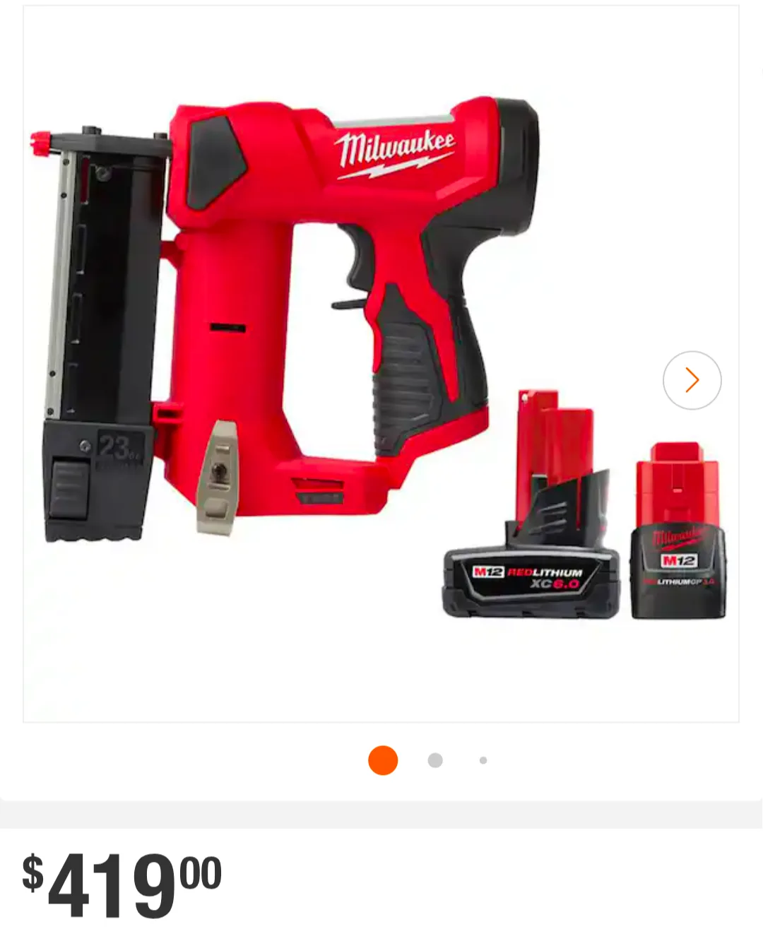 M12 Milwaukee Cordless 23Ga Pin Nailer Combo Kit image indicator(2)