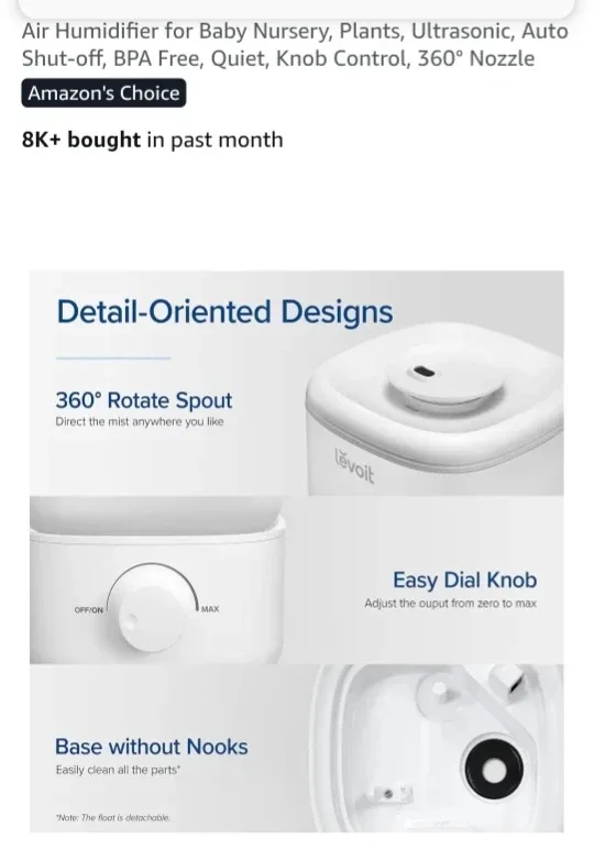 Levoit 2.5L Top Fill Cool Mist Air Humidifier image indicator(3)