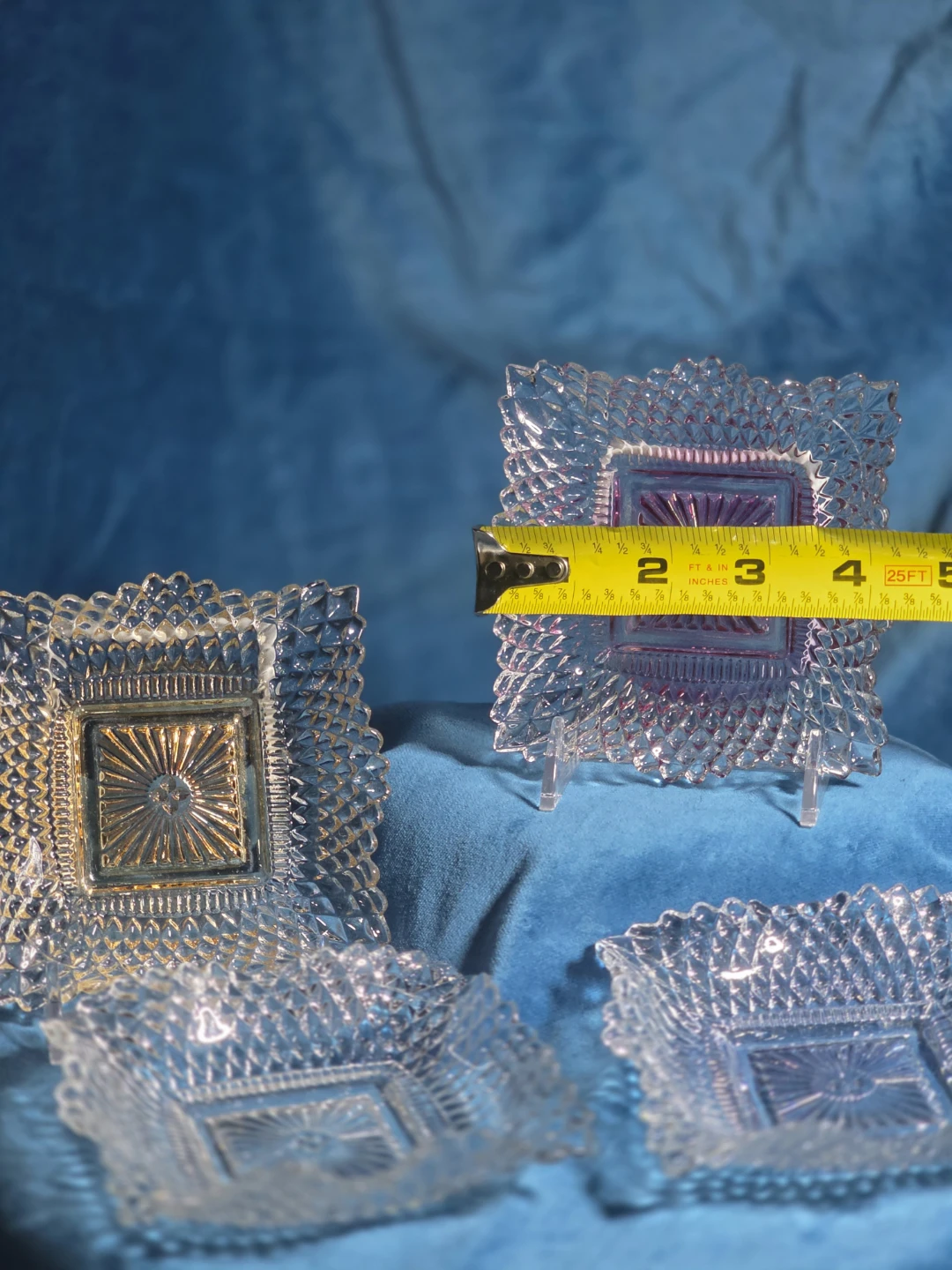 Set of 4 Vintage Indiana Glass Diamond Point Dishes - photo 3