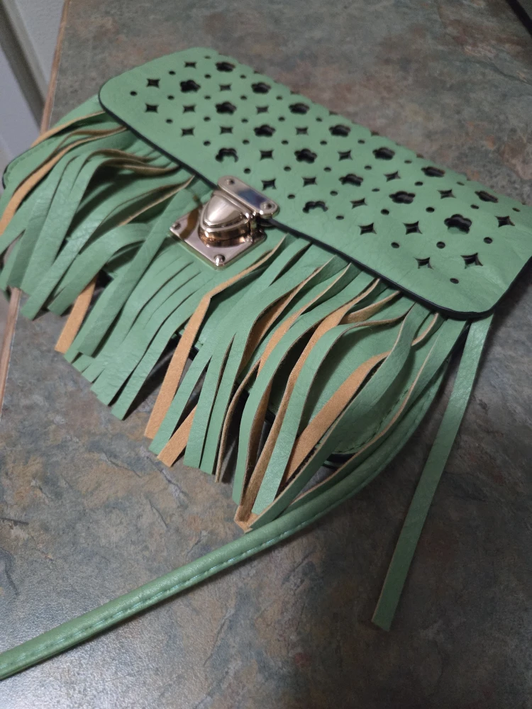Green Fringe Crossbody Bag