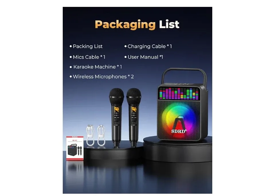 SDRD SD-512 Karaoke Speaker with Microphones - New🥕 image indicator(10)
