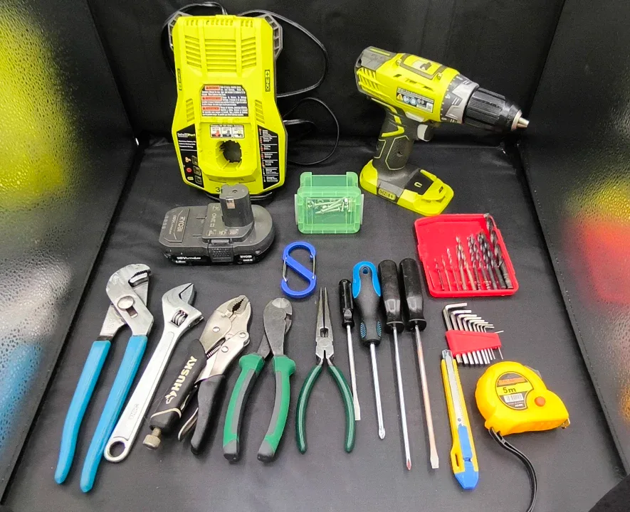 Ryobi P208B Drill Kit + Full Tool Set | Home Repair Pack