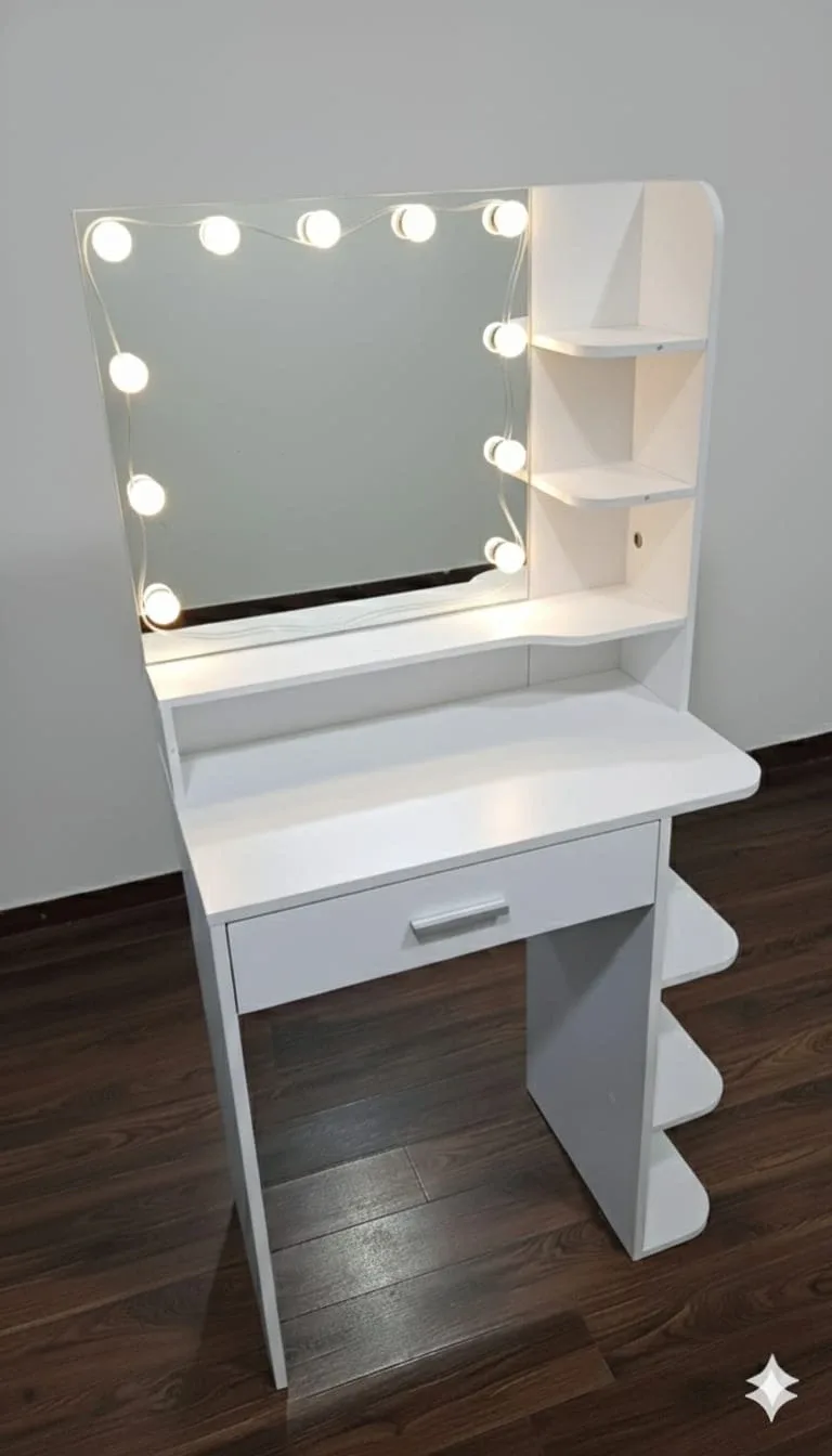Vanity Makeup Desk with Lighted Mirror image indicator(7)