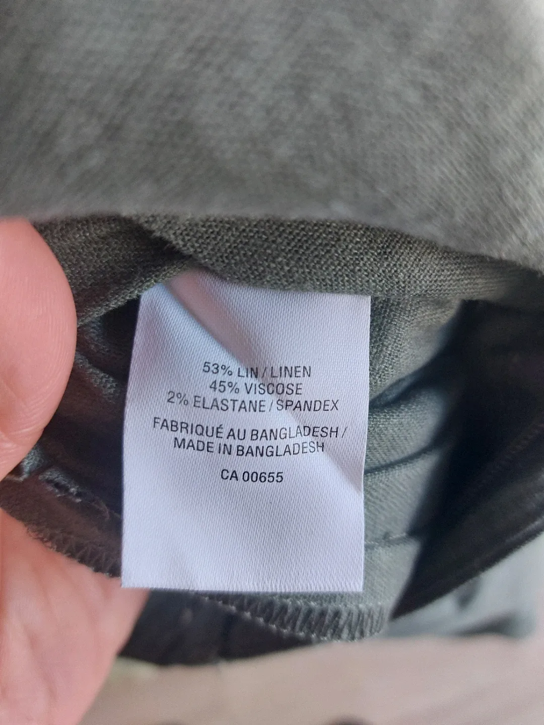 BNWT Olive Green Linen Blend Cropped Pants Size 11 image indicator(2)