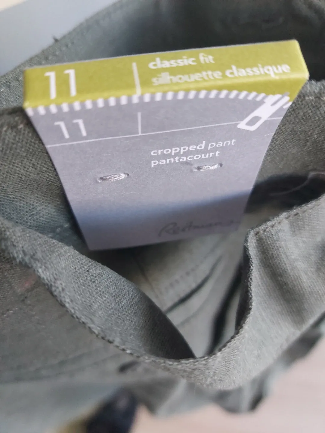 BNWT Olive Green Linen Blend Cropped Pants Size 11 image indicator(3)