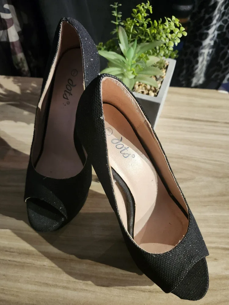 Dots Black Heels - Size 7