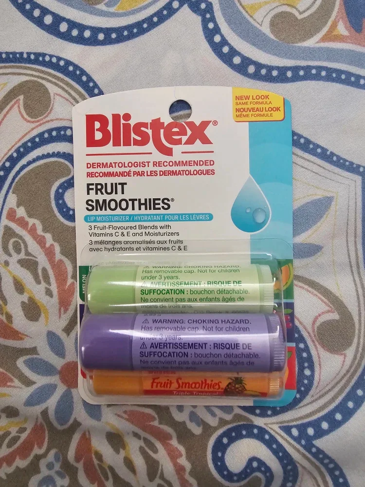 Blistex Fruit Smoothies Lip Moisturizer Stick Balms, Pack of 3