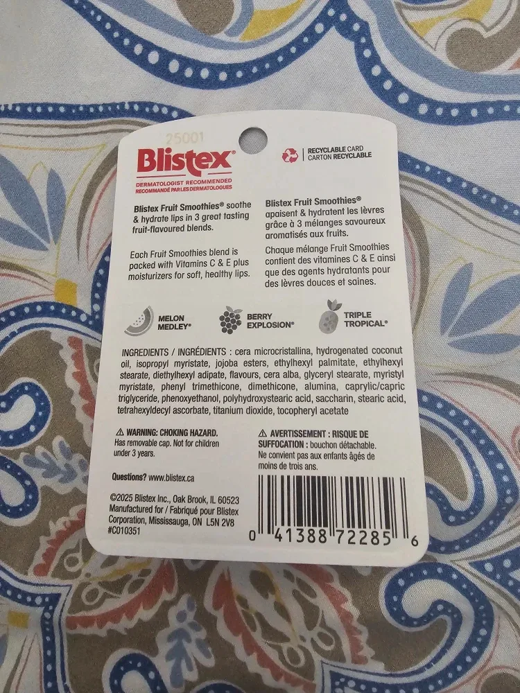 Blistex Fruit Smoothies Lip Moisturizer Stick Balms, Pack of 3 image indicator(2)