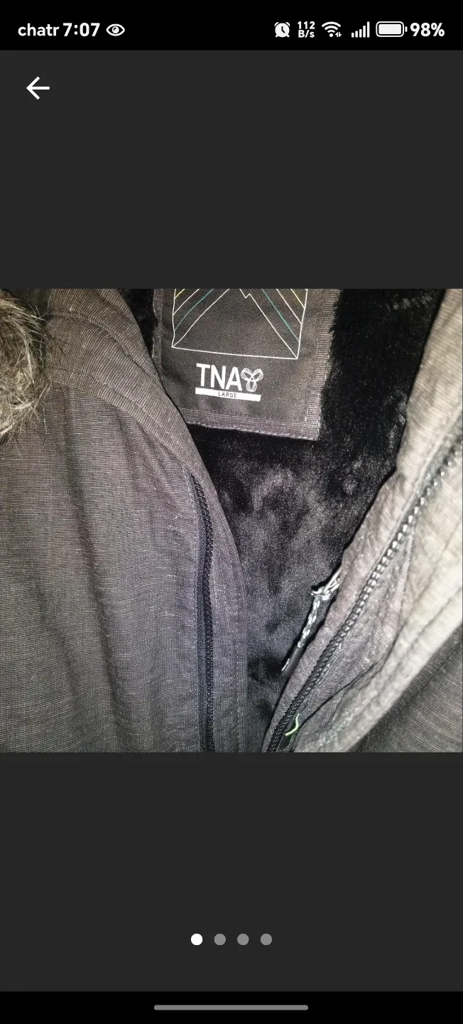 TNA Black Winter Jacket with Faux Fur Hood thumbnail