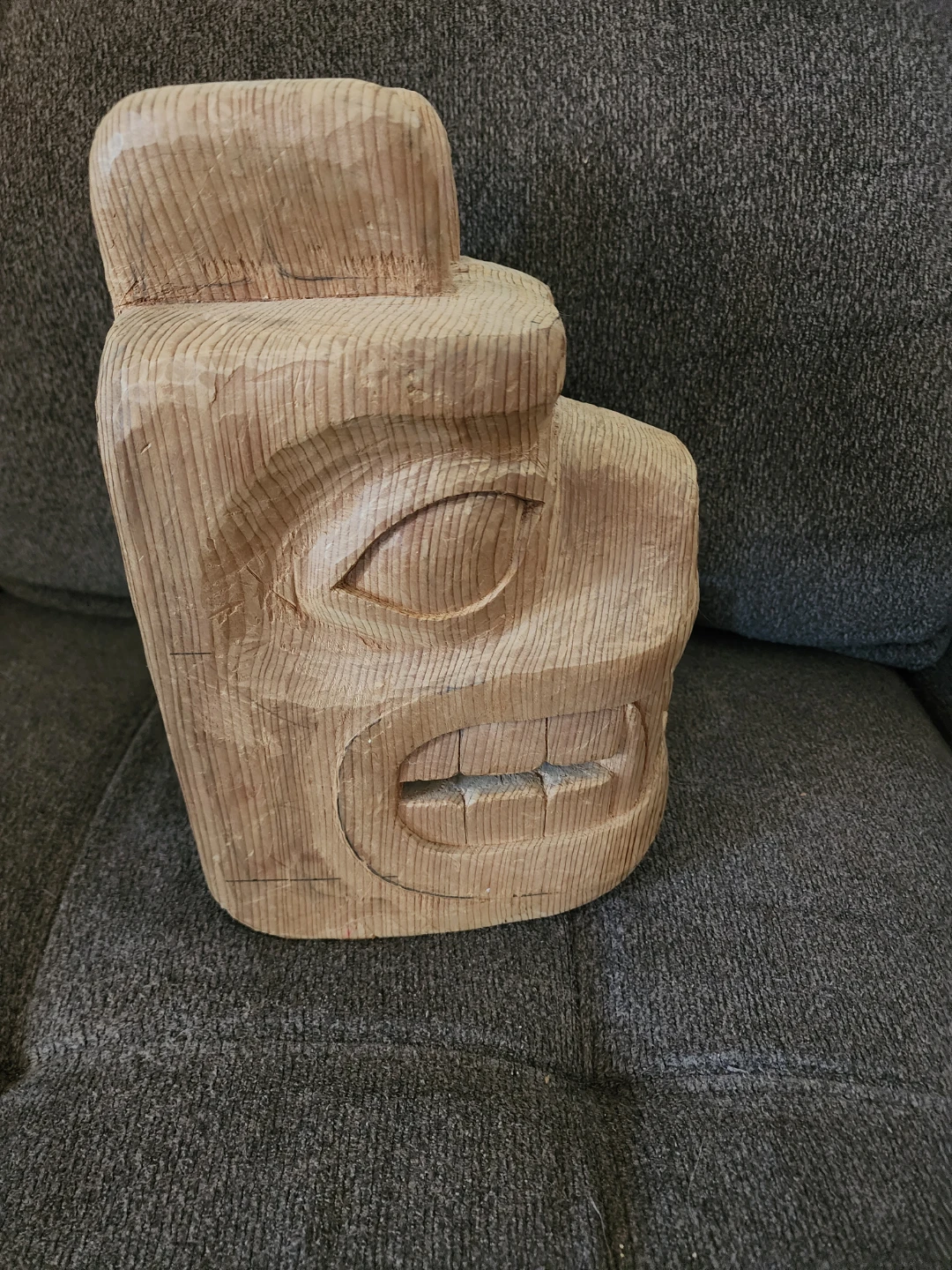 Wooden Carved Face Sculpture - photo 3