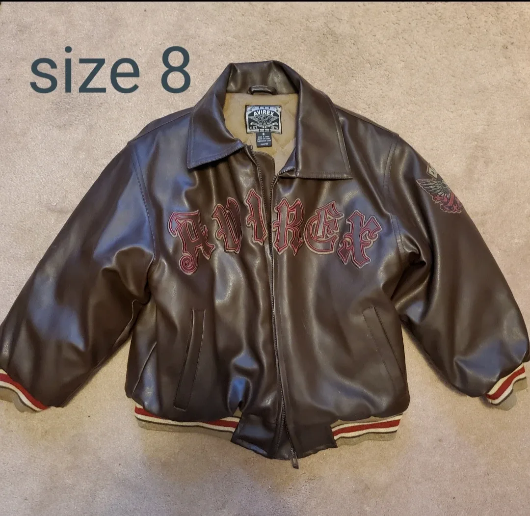 Avirex Brown Leather Jacket - Size 8