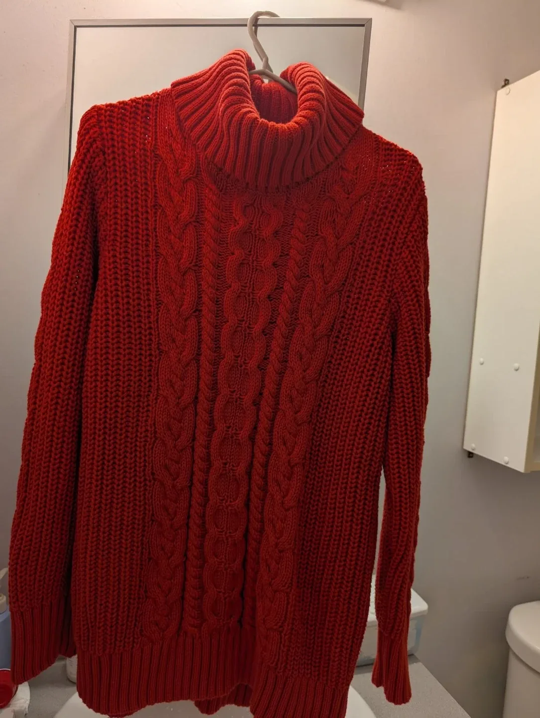 GAP Red Cable Knit Turtleneck Sweater - XL thumbnail