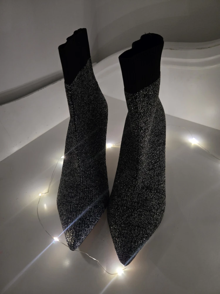Zara Knit Heeled Ankle Boots, Size 7 - photo 2