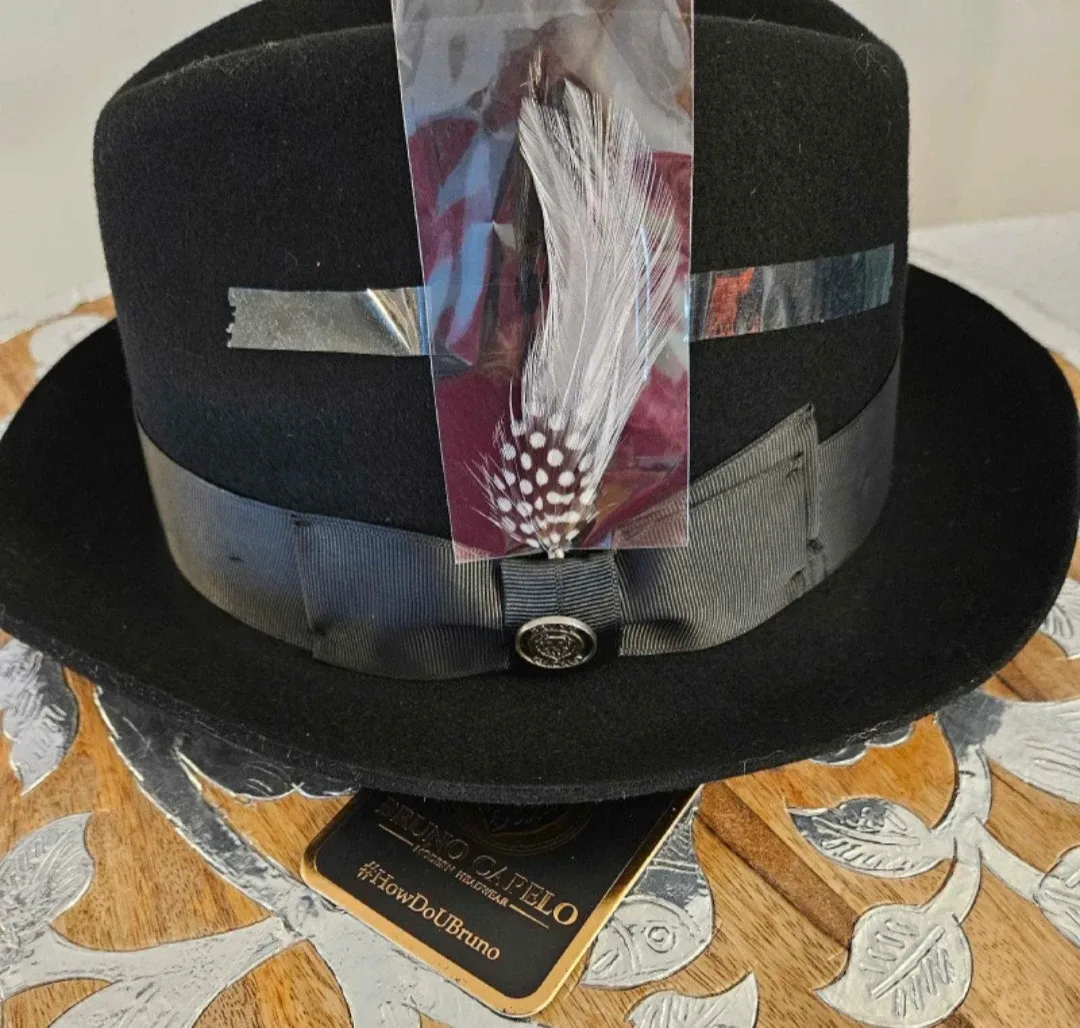 NWT Bruno Capelo Black Fedora Hat image indicator(5)