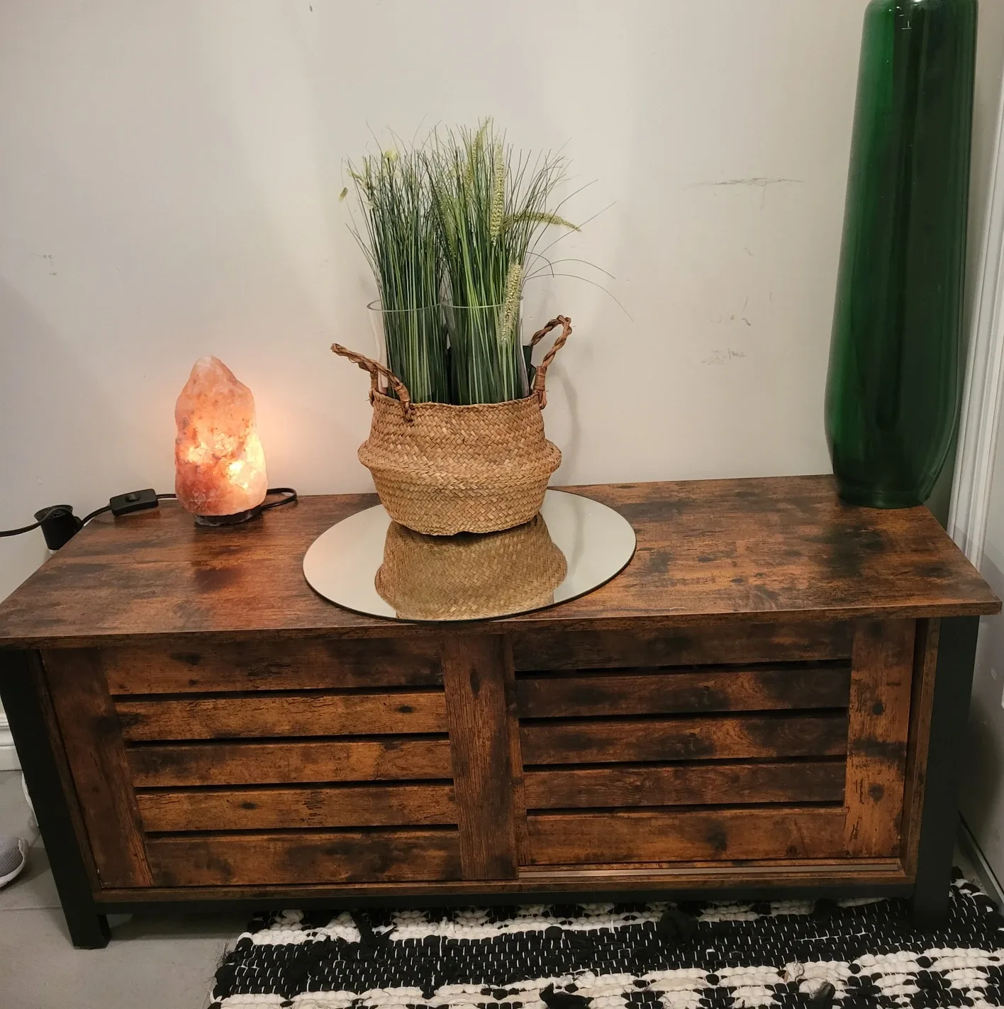 Wooden TV Stand with Sliding Doors