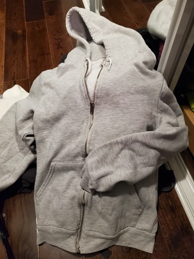 American Apparel XS Grey Zip-Up Hoodie image indicator(3)