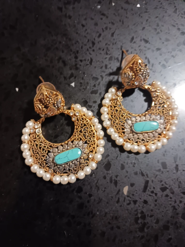 Pearl & Turquoise Statement Earrings lohre sale
