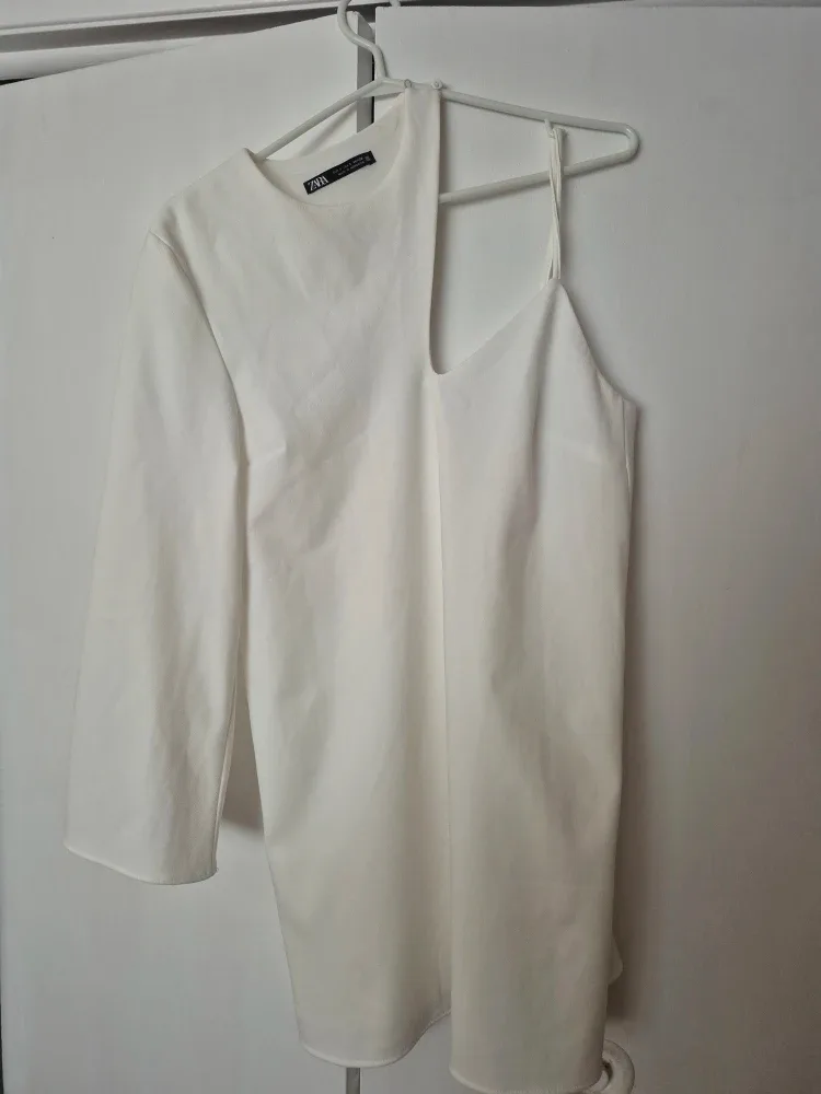 Zara White One-Shoulder Dress - Size S