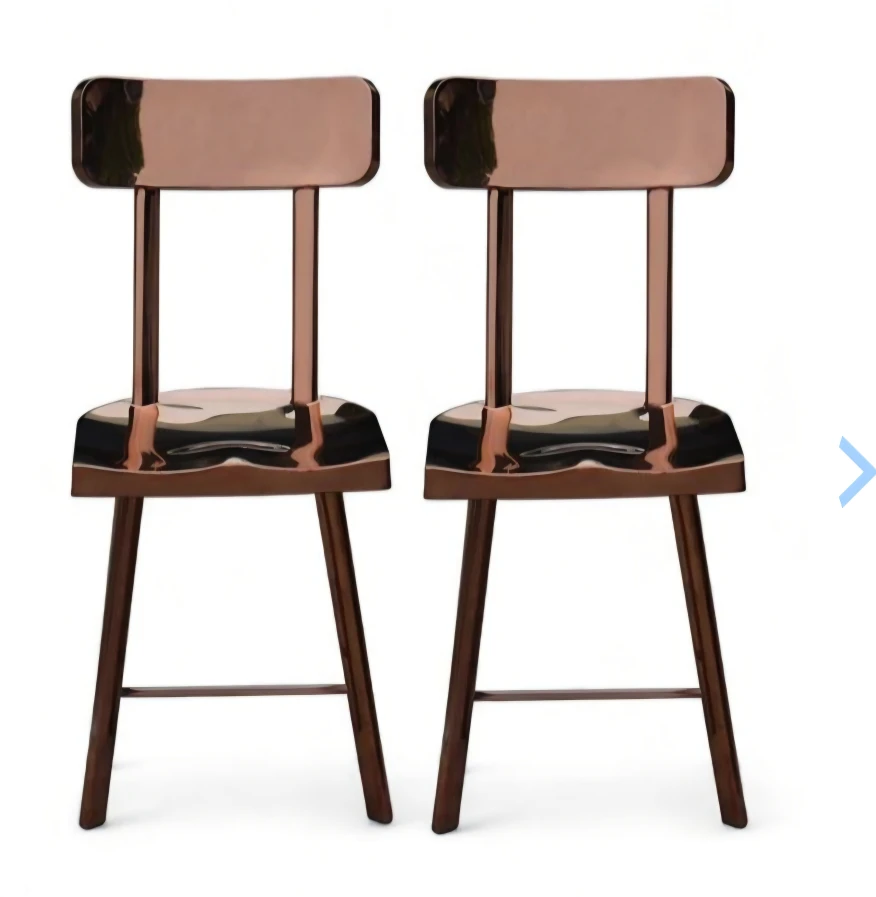 Set of 4 Rose Gold Stainless Steel Bohemian Dining Chairs