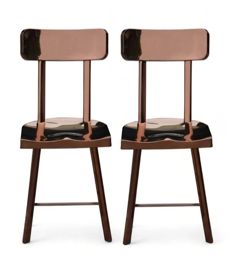 Set of 4 Rose Gold Stainless Steel Bohemian Dining Chairs - photo 2