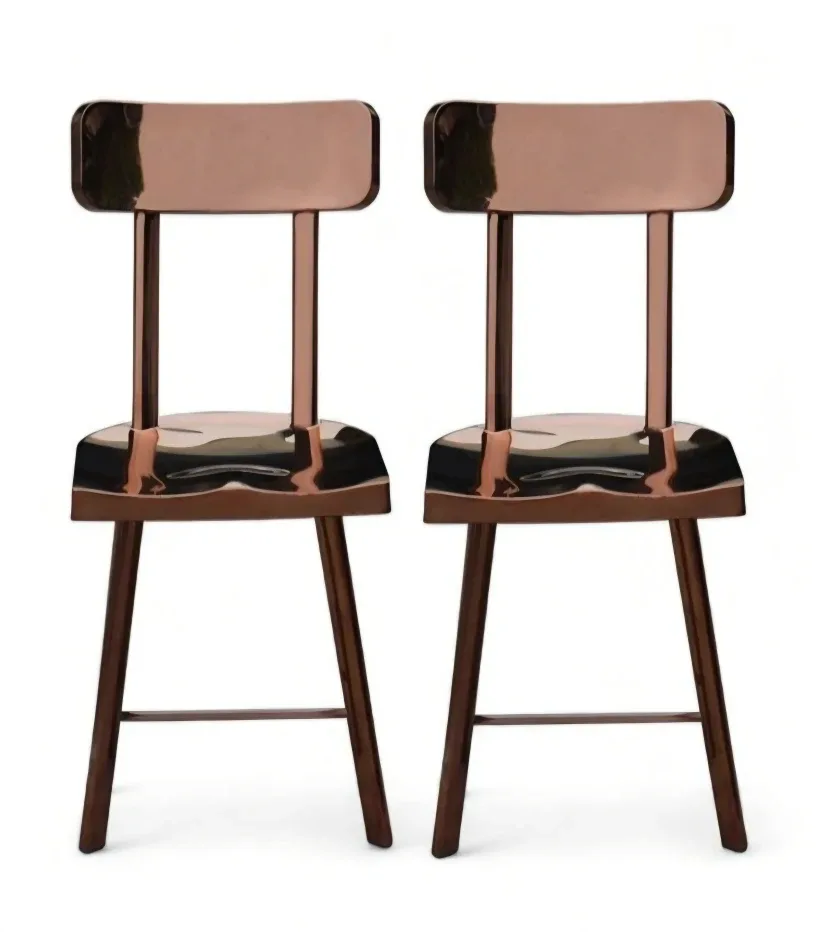 Set of 4 Rose Gold Stainless Steel Bohemian Dining Chairs image indicator(2)