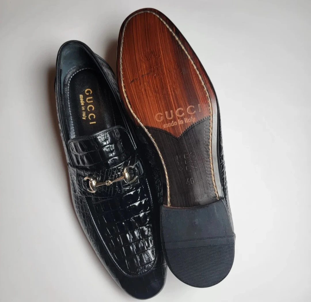 Gucci Black Leather Loafers, Size 46 - photo 2