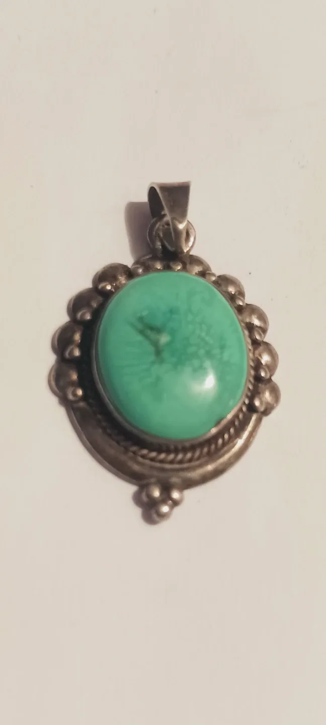Navajo Sterling Silver 925 Turquoise Stone Pendant thumbnail