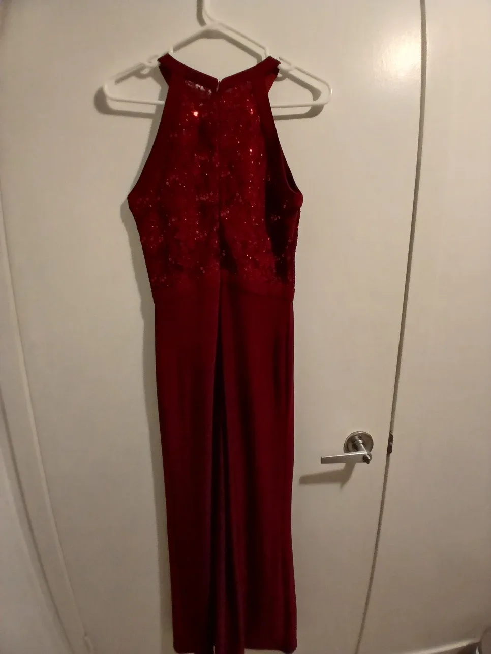 Beautiful burgundy sequined maxi dress, size 4