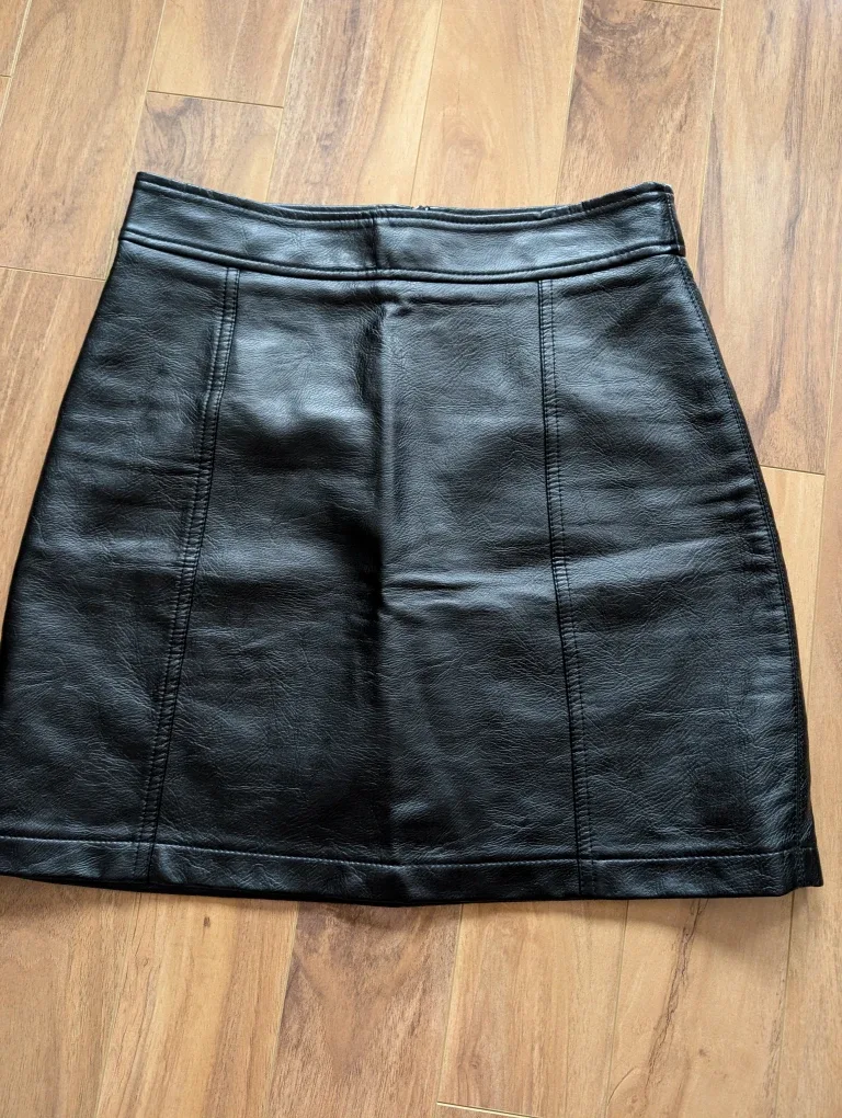 Twik Black Faux Leather Mini Skirt - Size M