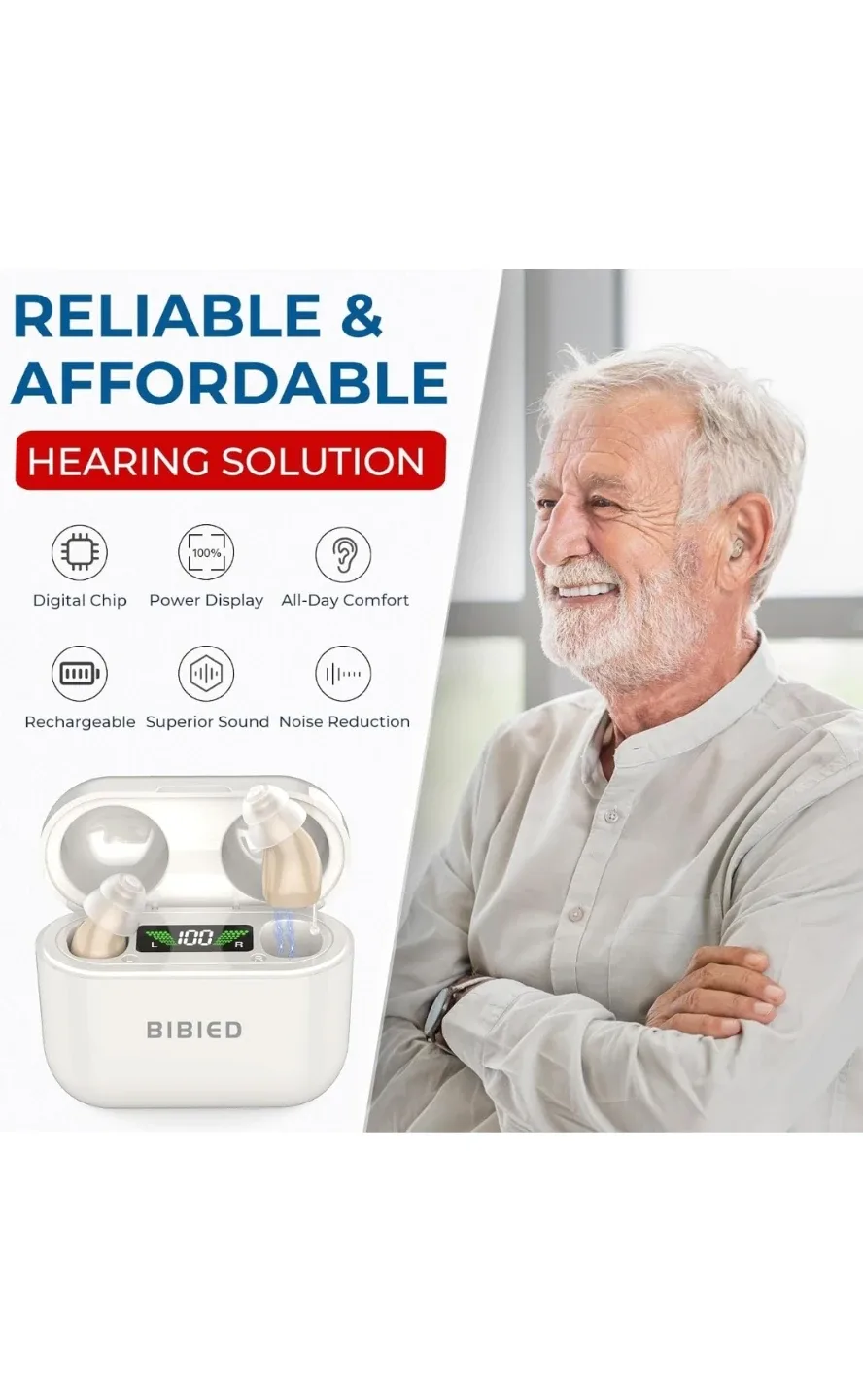 New BIBIED Rechargeable Hearing Aids, Invisible Hearing image indicator(5)