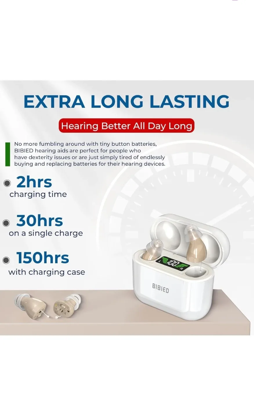New BIBIED Rechargeable Hearing Aids, Invisible Hearing image indicator(6)
