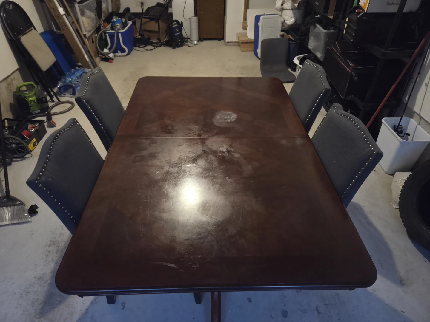 Dining Table with 4 Chairs - Dark Wood - photo 2