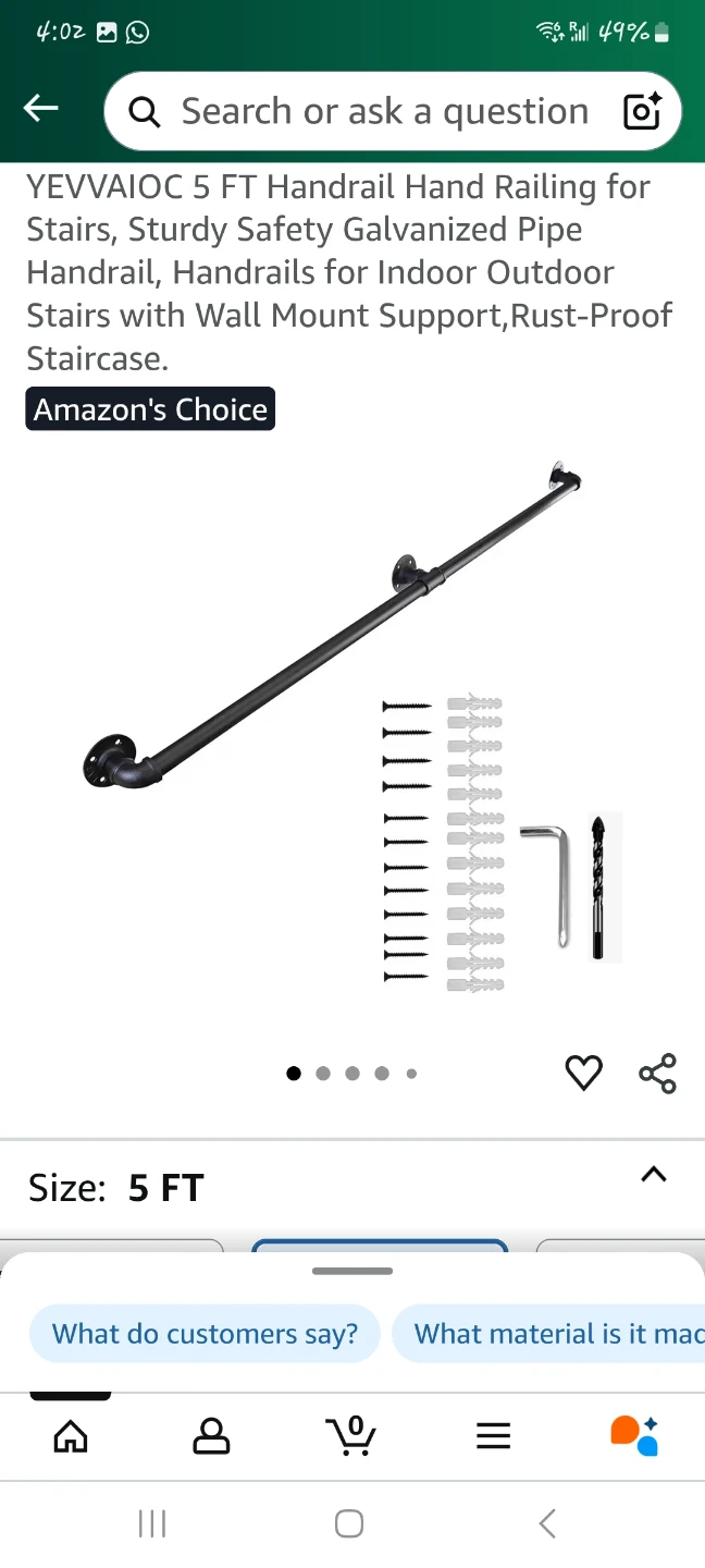 YEWVAIOIC 5 FT Hand Railing - New in Box!