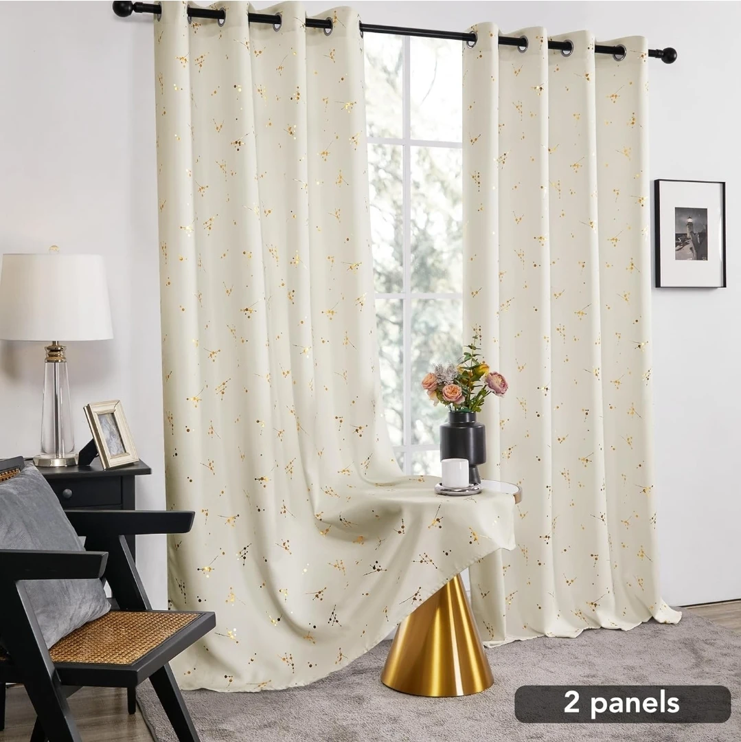 Beige Blackout Curtains - 2 Panels - photo 4